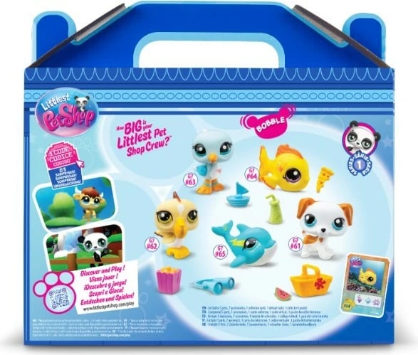 Set figurina Littlest Pet Shop Beach, Tm Toys, LPS00517, 5 kafshë, me aksesorë, shumëngjyrëshe