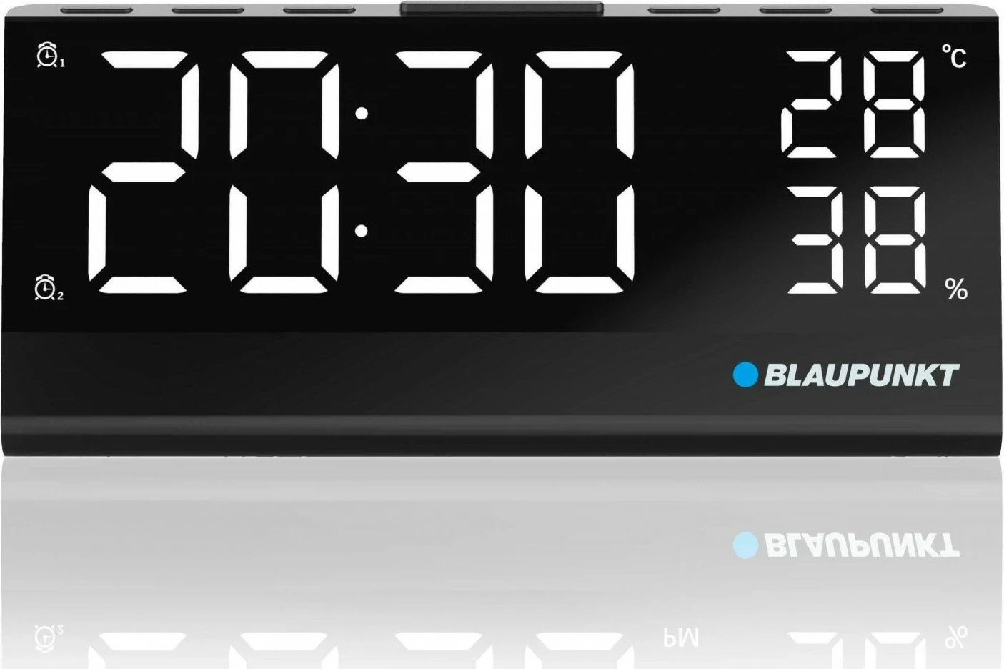 Orë alarmi me radio Blaupunkt CR10ALU, sensor temperature dhe lagështie, e zezë