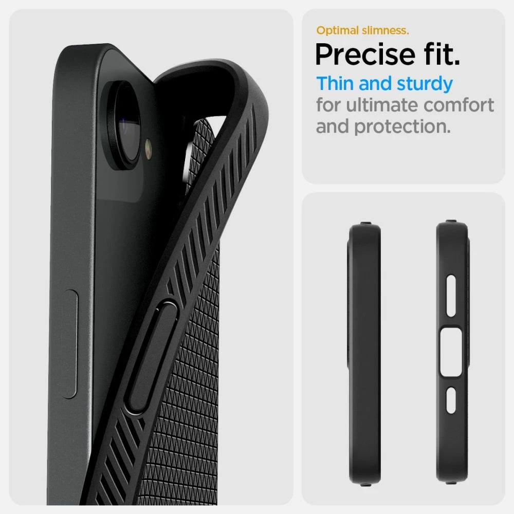 Mbështjellës Spigen Liquid Air për iPhone 16e, i zi mat