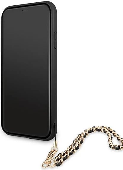 Mbështjellës Guess Saffiano Chain për iPhone 11/Xr 6.1", i zi