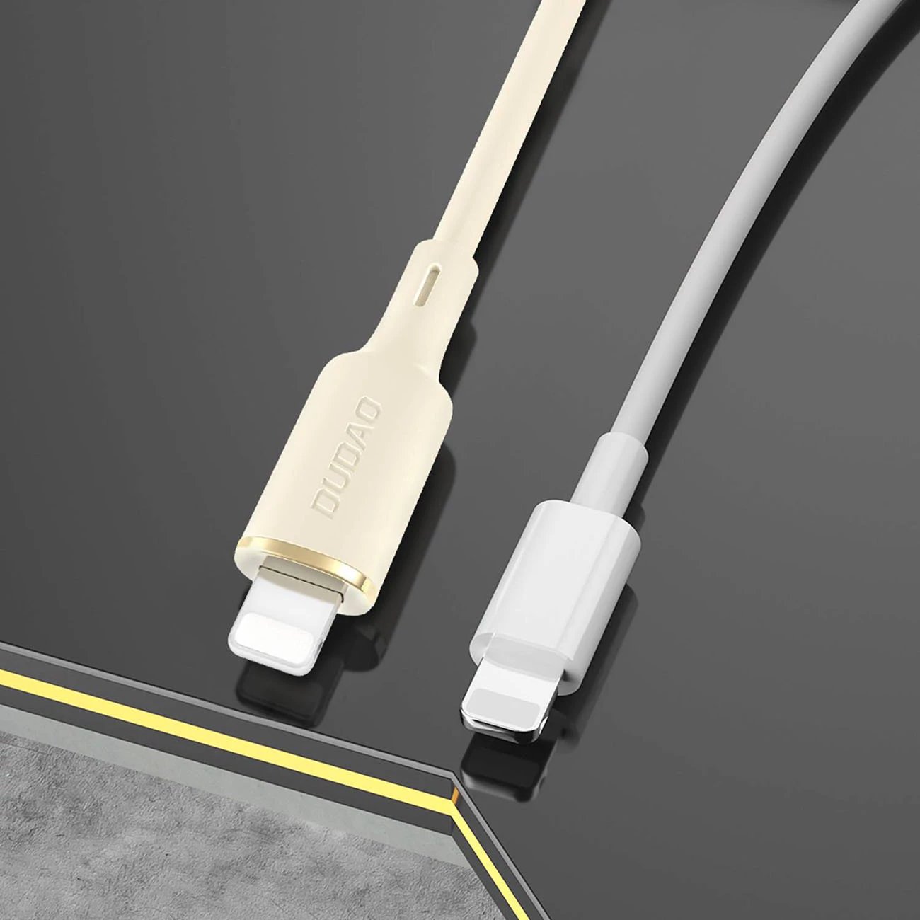 Kabllo Dudao L7SCL, USB-C në Lightning, 2m, 30W, Silikon, Bezhë