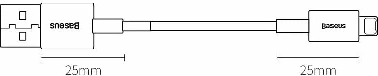 Kabllo Baseus Superior USB në Lightning, 0.25m, 2.4A, Bardhë