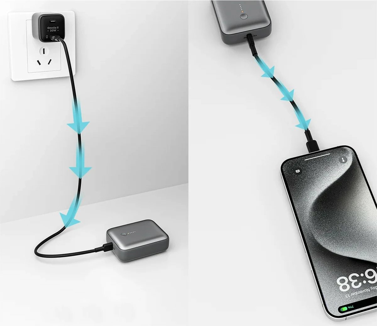 Power bank AUKEY PB-Y55, 10000mAh, 22.5W, 2xUSB, Gri