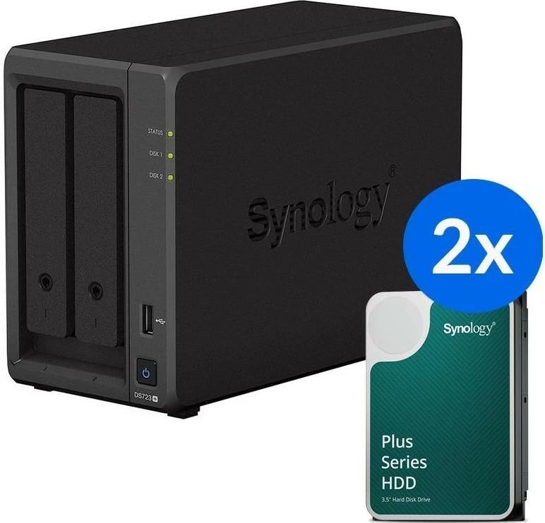 NAS Synology DS723+ 8TB, 2GB RAM, Silver
