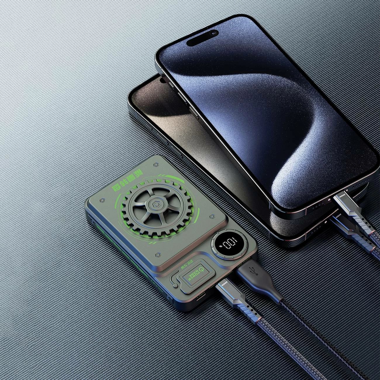 Powerbank Dudao K24, 10000mAh, 22.5W, USB-A/USB-C, me ekran, Gri