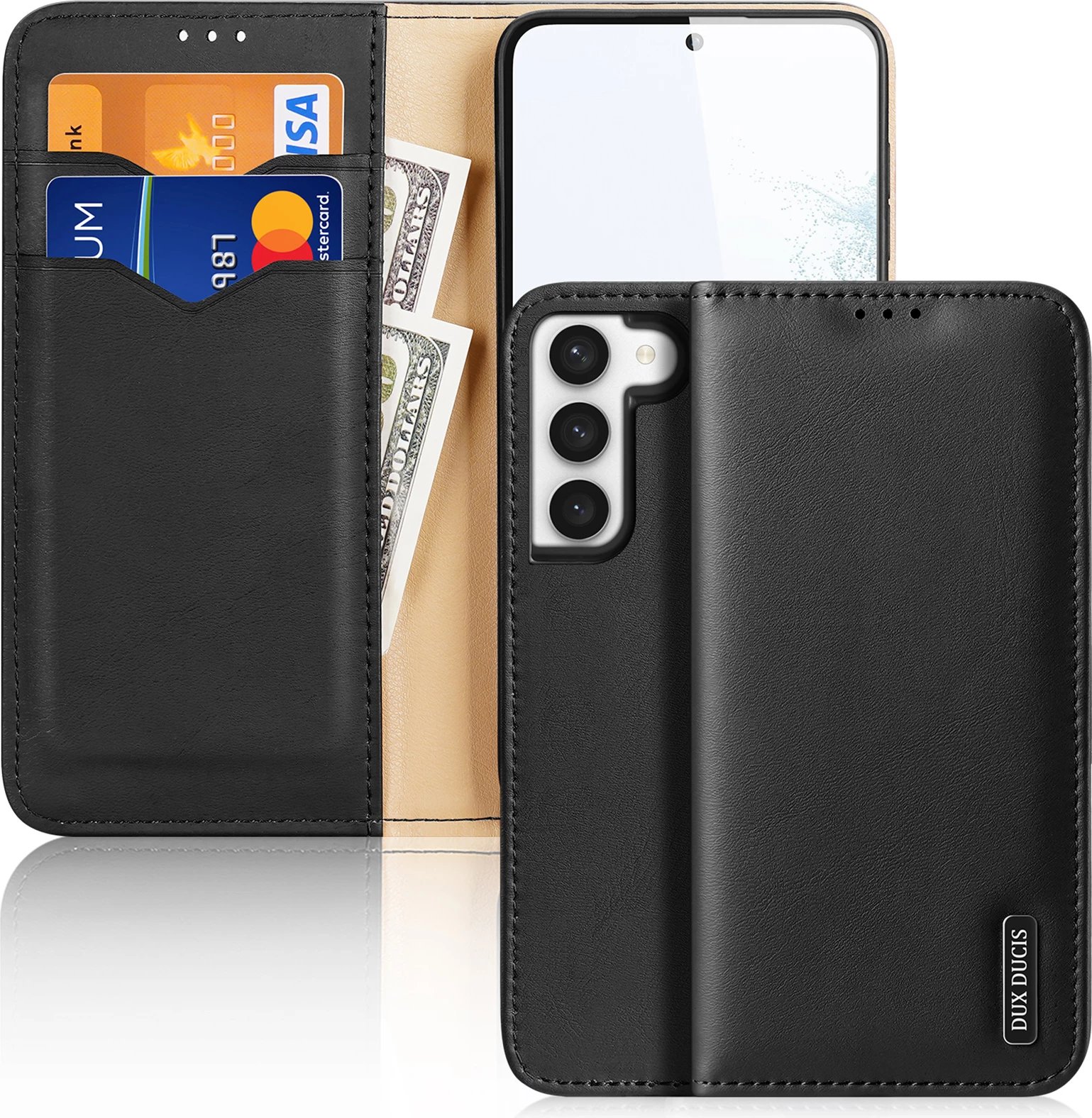 Mbështjellës Dux Ducis Hivo për Samsung Galaxy S23+, me kapak, portofol, RFID blocker, i zi
