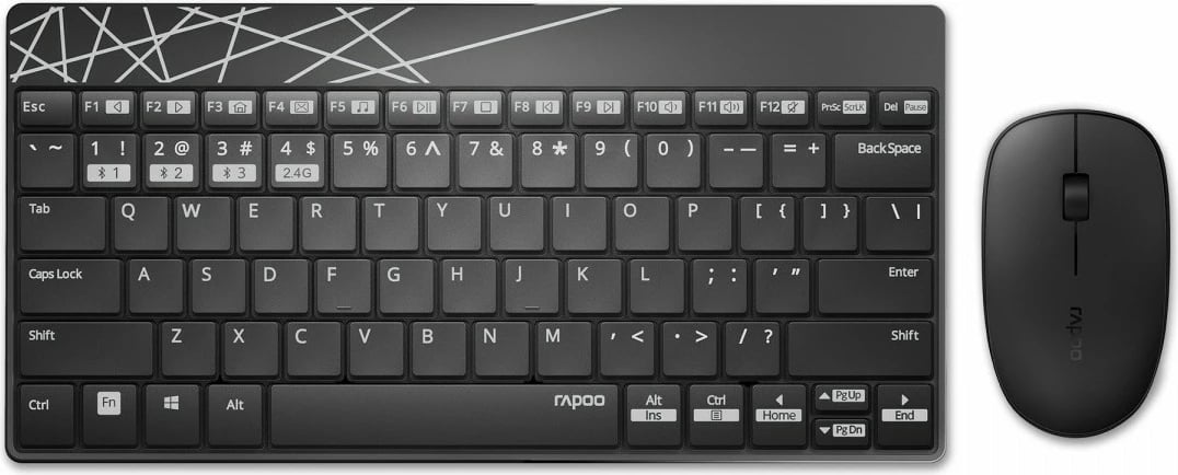 Set tastierë dhe maus RAPOO 8000M, wireless, i zi