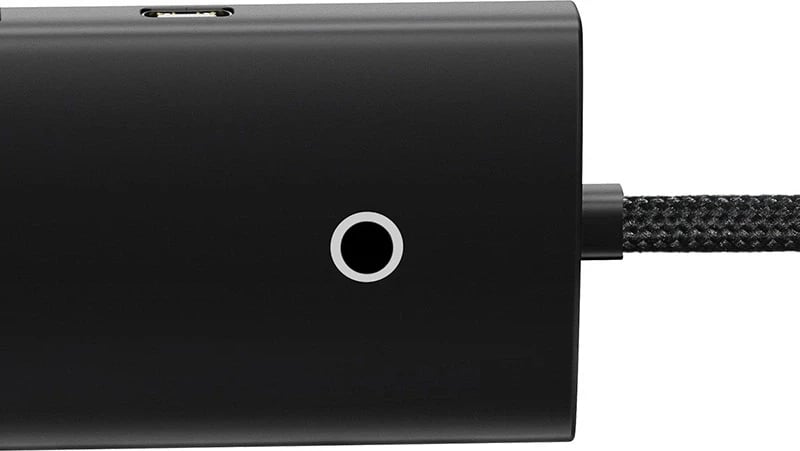 Kasë Baseus Lite Series HUB 4-në-1, USB-C në 4x USB 3.0 + USB-C, 25cm, e zezë