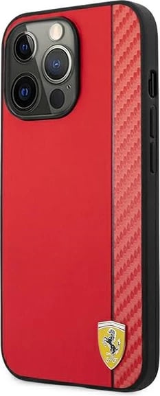 Mbështjellës Ferrari On Track Carbon Stripe për iPhone 13 Pro Max 6.7", i kuq
