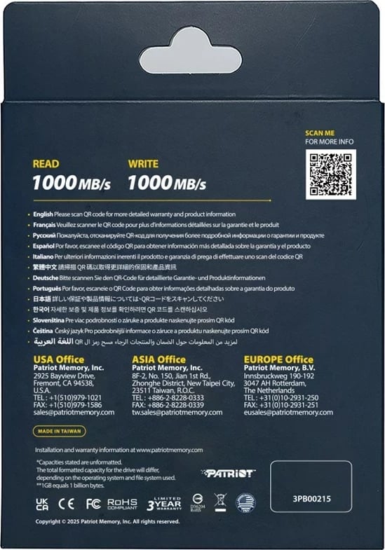 Disk i jashtëm SSD Patriot Memory Transporter Lite 512 GB, USB Type-C, i zi