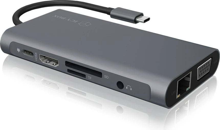 Docking Station RaidSonic ICY BOX IB-DK4040-CPD, USB 3.2 Gen 1 Type-C, 100 W, Anthracite, Black