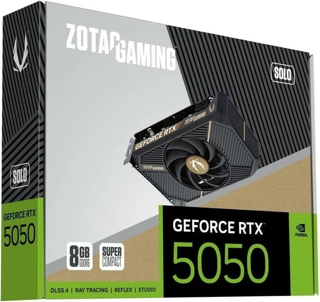 Kartelë grafike, ZOTAC GAMING GeForce RTX 5050 SOLO ZT-B50500G-10L, 8GB GDDR6, 128-bit, PCIe 5.0 x8, 3x DisplayPort + HDMI