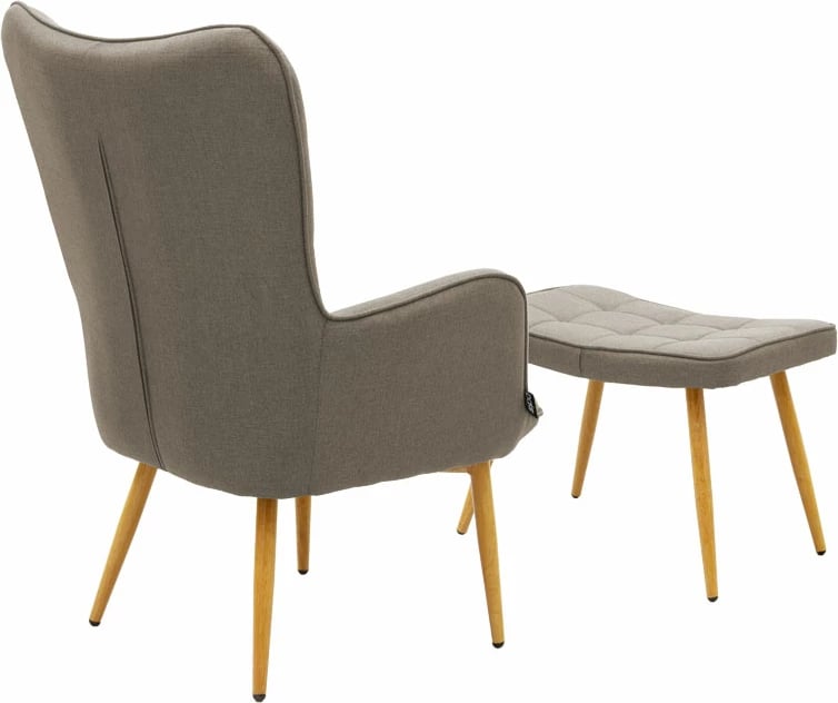 Fotelja Maddison me tabure-kushinetë, material, bezhë-natyrale, 69x74x98cm