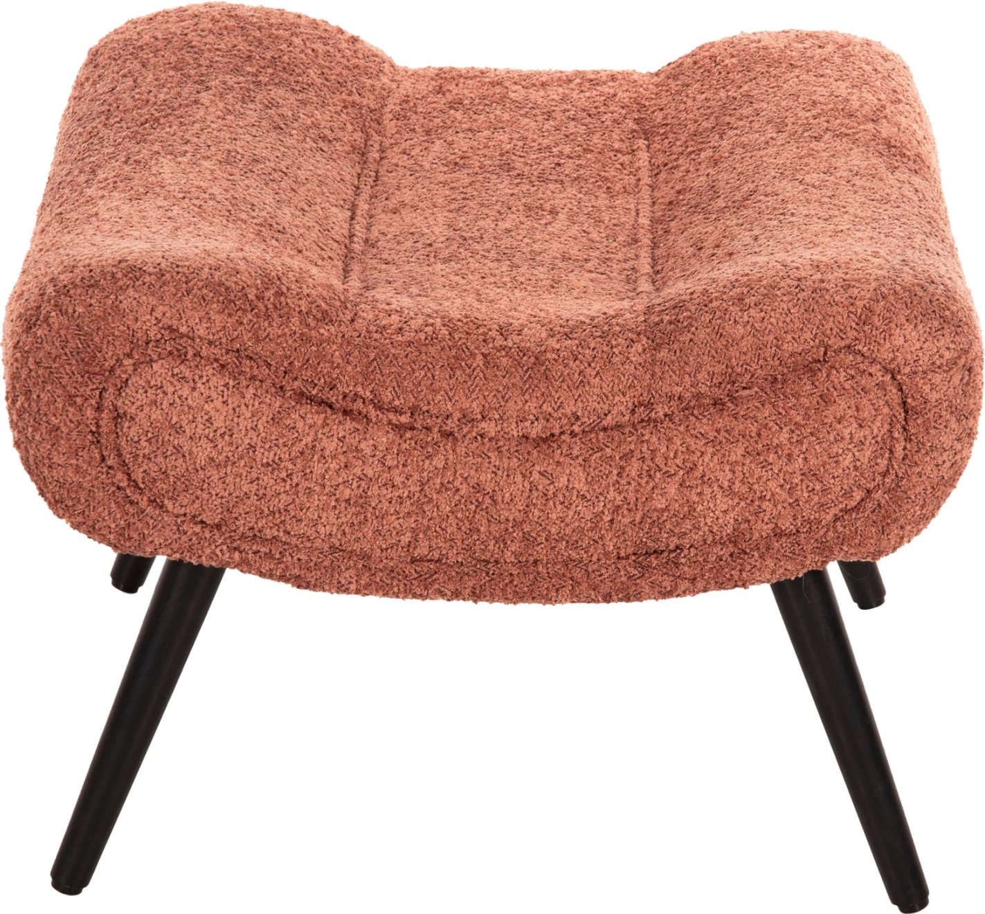 Karrige për këmbë KEMBA, FH9606.02, pëlhurë boucle rozë, këmbë druri të zeza, 68x58x40H cm
