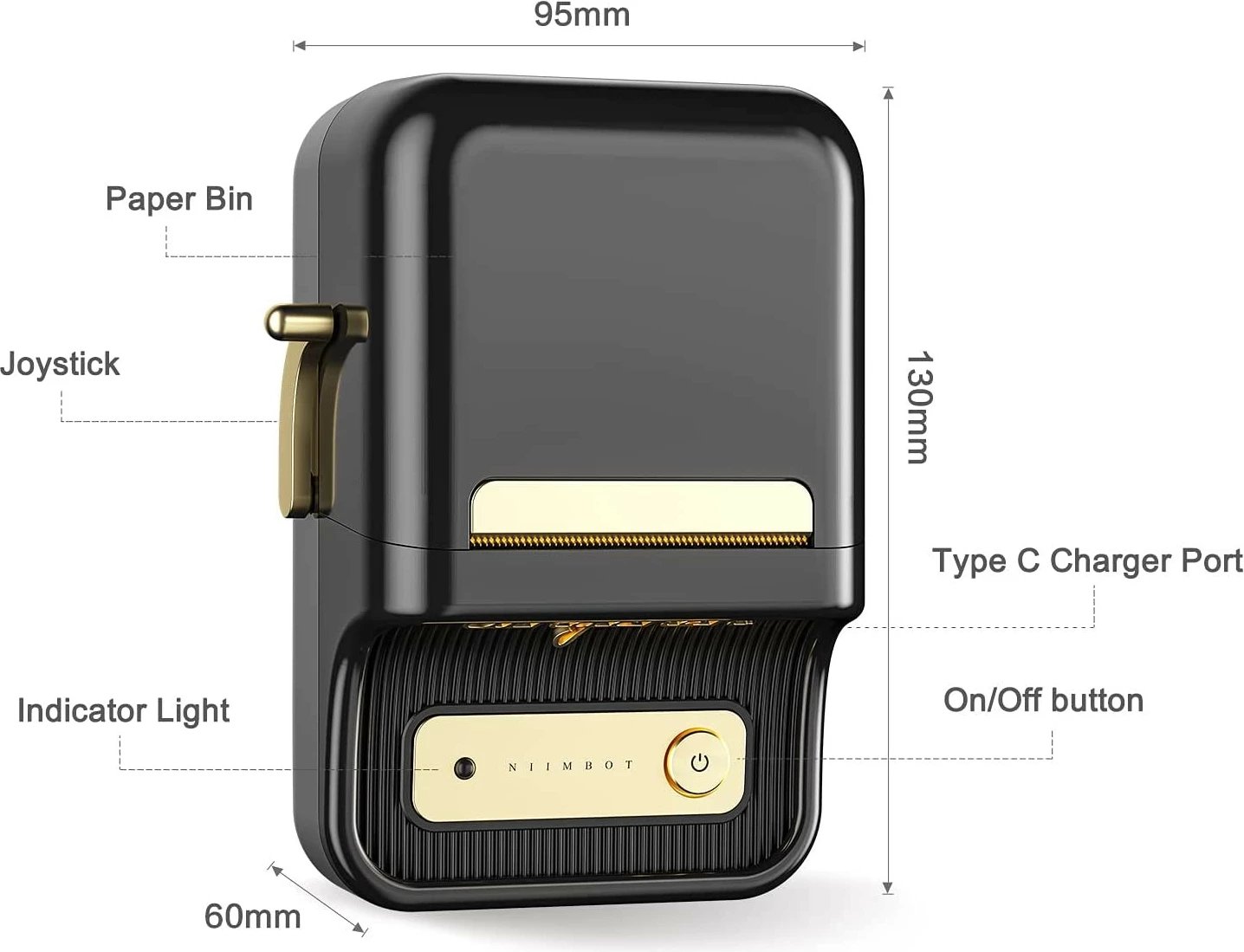 Printer etiketa Niimbot B21S, termik, portativ, USB-C/Bluetooth, i zi, me 1 rolë
