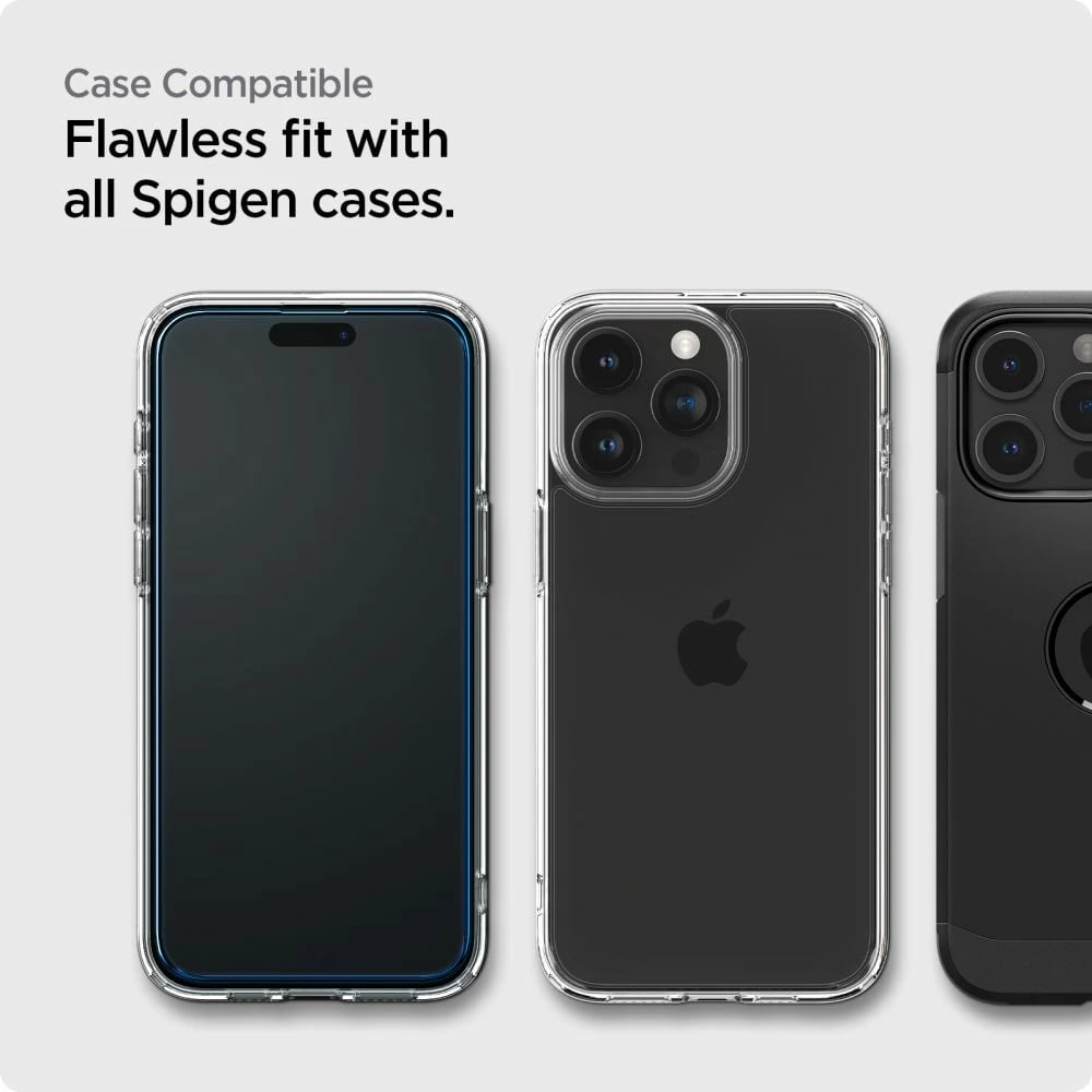 Xham i temperuar Spigen Glass tR AlignMaster për iPhone 15 Pro, 2 copë, Zi