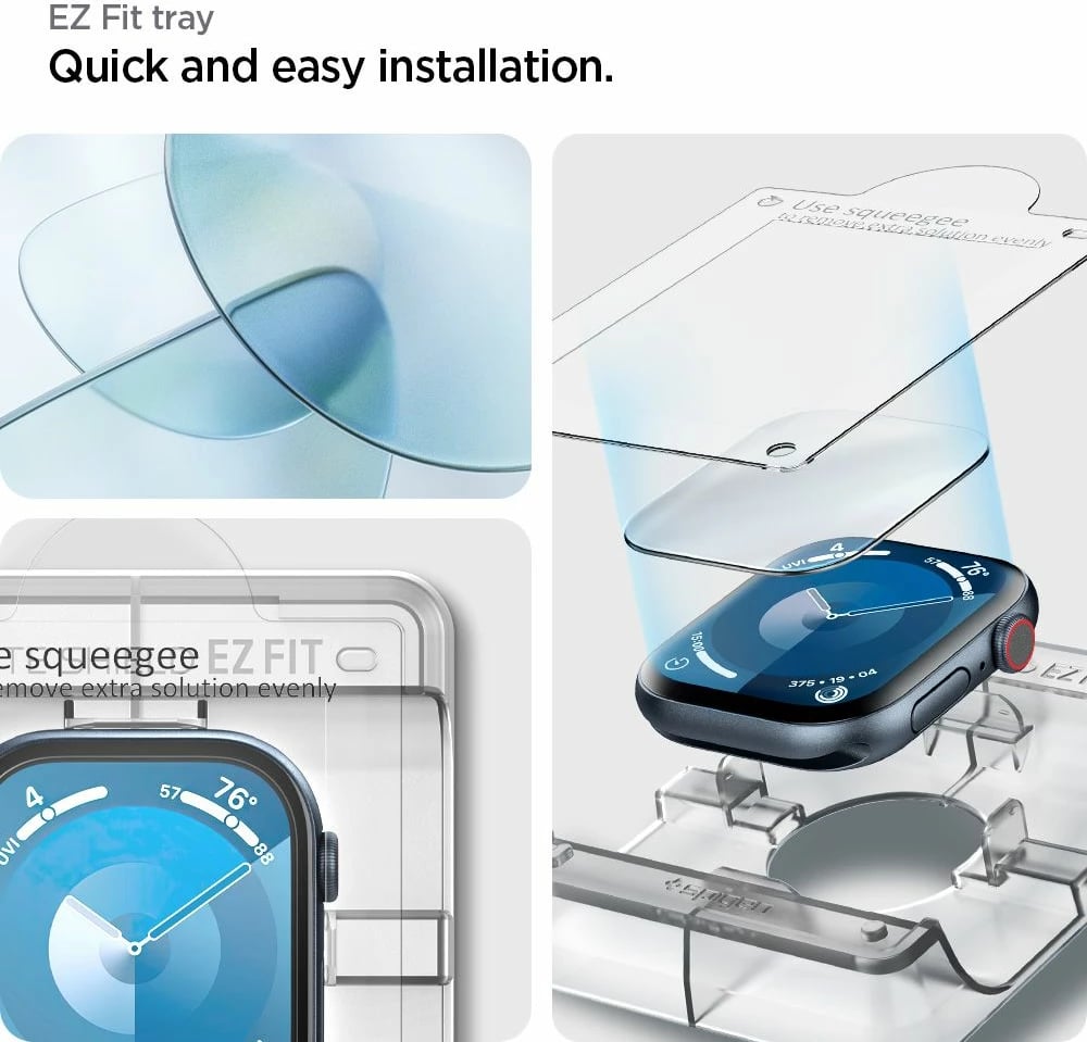 Mbrojtëse ekrani për smartwatch Spigen Elite Shield EZ FIT Hybrid Glass, për Apple Watch 10 46mm, Transparent, 2-pack