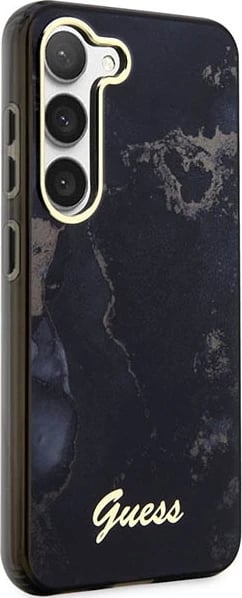 Mbështjellës Guess Golden Marble për Samsung Galaxy S23 S911, i fortë, i zi