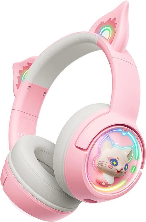 Kufje gaming ONIKUMA B5, wireless, Bluetooth 5.3, RGB, Rozë