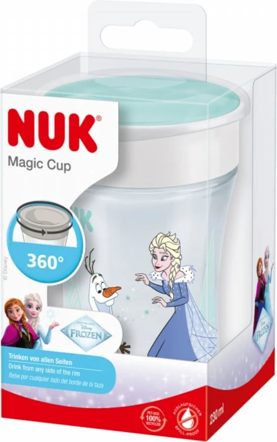gotë 360° për fëmijë, NUK, Magic Cup Frozen Elsa, 230 ml, me kapak, jeshile