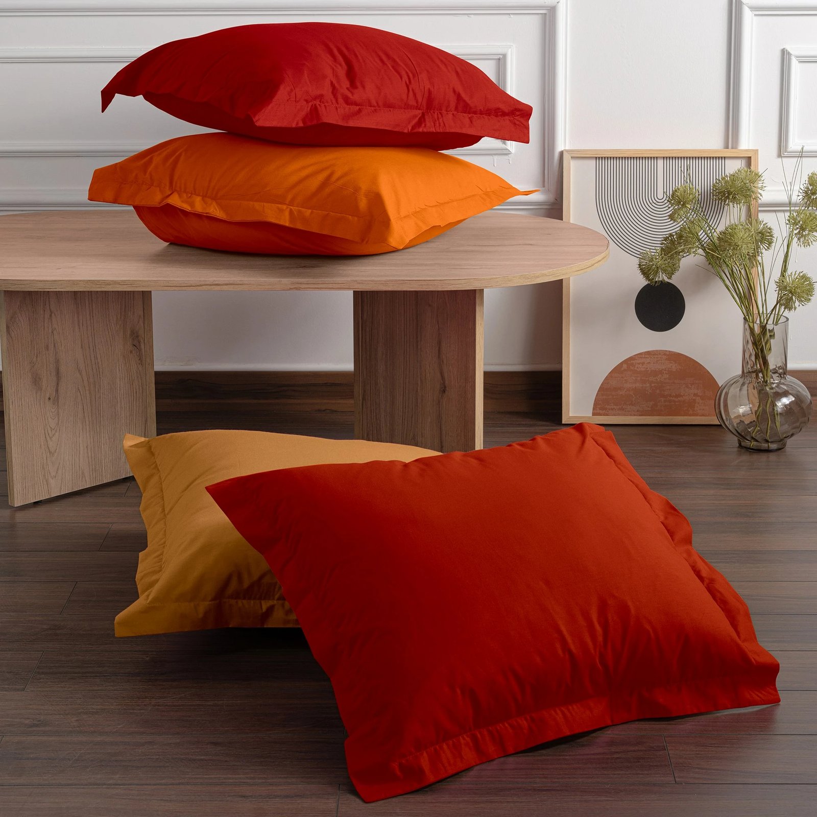 Set këllëfësh jastëku (2 copë), pambuk Ranforce, ngjyrë e kuqe, 60x60cm Set këllëfësh jastëku (2 copë), pambuk Ranforce, ngjyrë e kuqe, 60x60cm