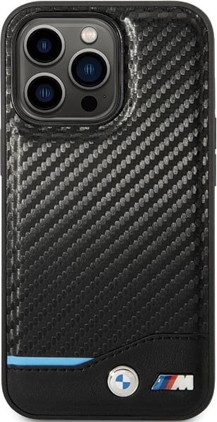Mbështjellës BMW Leather Carbon për iPhone 13 Pro / 13 6.1", i zi, hardcase