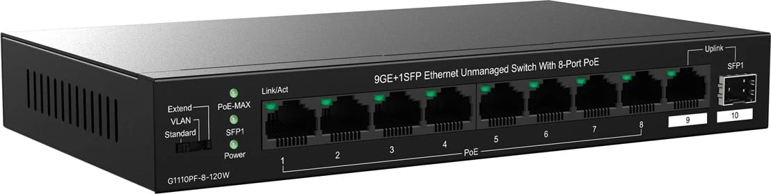 Switch Tenda TEG1110PF-8-120W, Gigabit Ethernet, PoE, i zi