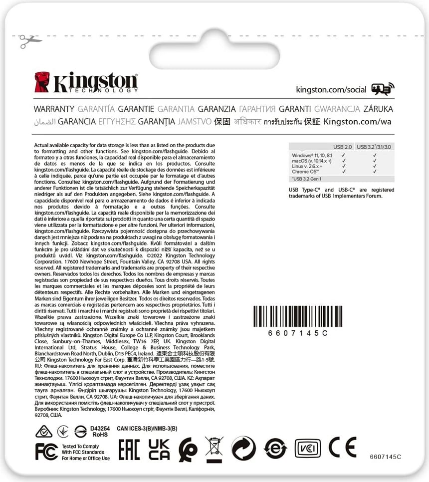 USB Kingston DataTraveler 64GB, USB-C, 3.2 Gen 1, E zezë