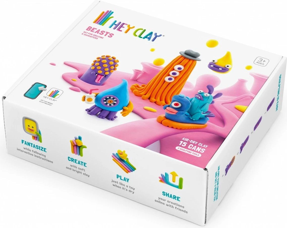 Set plasteline Hey Clay Bestie, Tm Toys, 15 kanaçe, 11 ngjyra