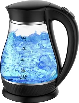 Adler AD 1274 B electric kettle 1.7 L 2200 W Black, Transparent