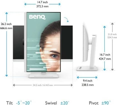 Monitor Benq GW2790QT, 27", 2K, IPS, 5ms, 100Hz, Bardhë