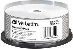 Disk Blu-ray Verbatim BD-R DL 50GB, 6X, 25 copë