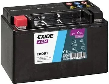 Bateri Exide AGM 12V 9Ah 120A, EKO91, pa këmbë montimi, e zezë