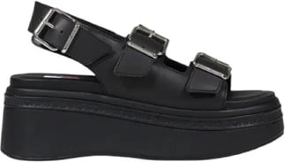 Këpucë me takë Tommy Hilfiger Jeans për femra, të zeza