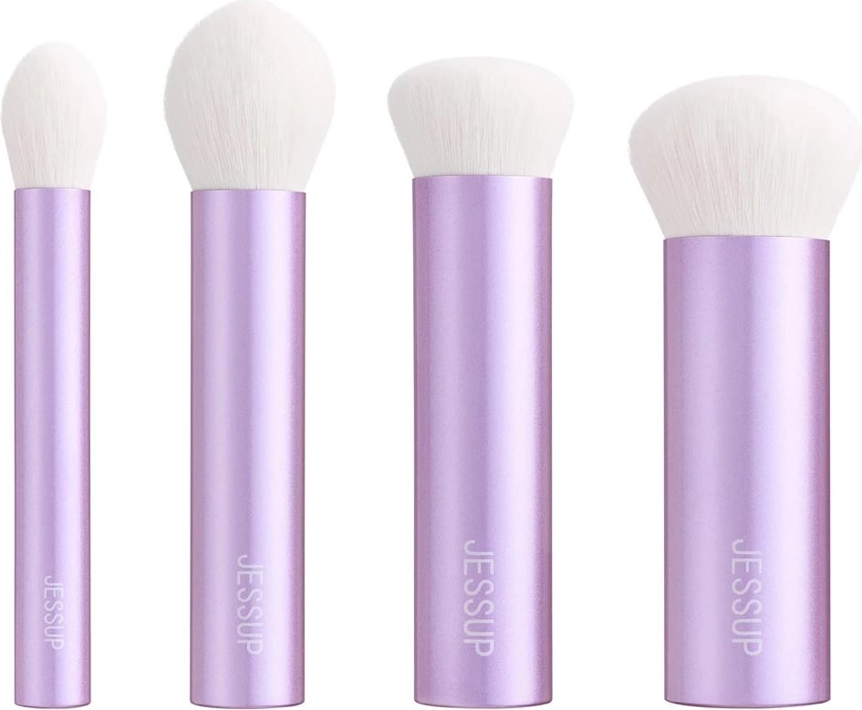Set furçash për fytyrë JESSUP Luxury Purple Kabuki për femra, 4 copë, vjollcë