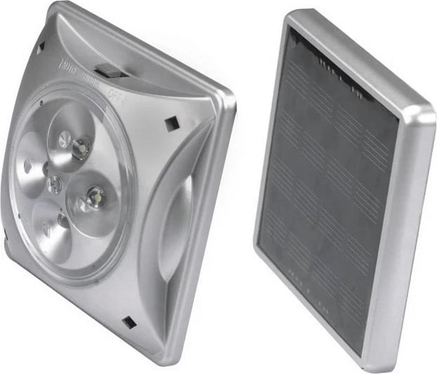Dritë diellore Maclean MCE124, 4 LED, Sensor muzgu, Argjendtë