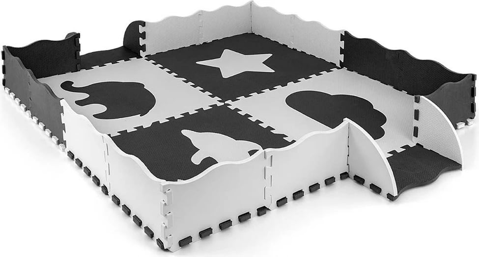 Tapet puzzle prej shkumës, Milly Mally Jolly 2x2, 148.5 x 148.5 cm, trashësi 1.2 cm, 24 copë, gri