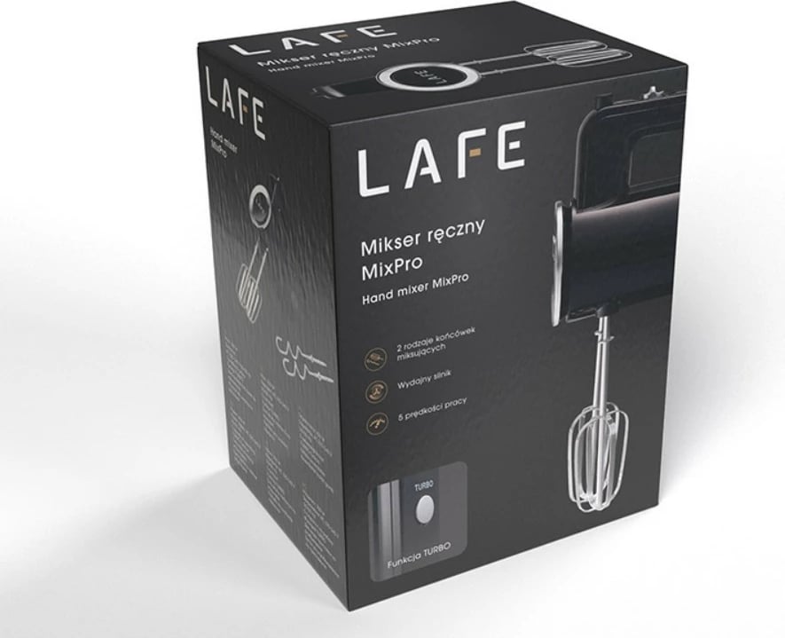 Mikser dore Lafe MixPro LAFMIX47474 300W, 5 shpejtësi, turbo, 2 lloje aksesorë e zezë