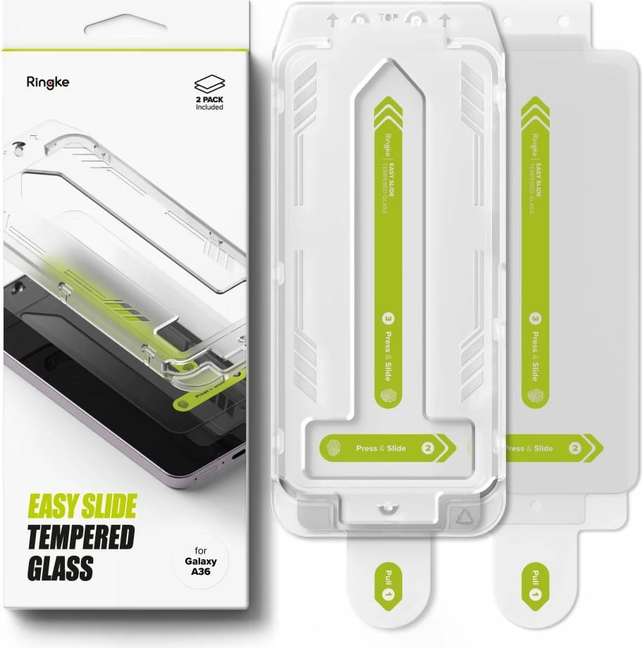 Xham i temperuar Ringke Easy Slide për Samsung Galaxy A36 5G, 2 copë, Transparent