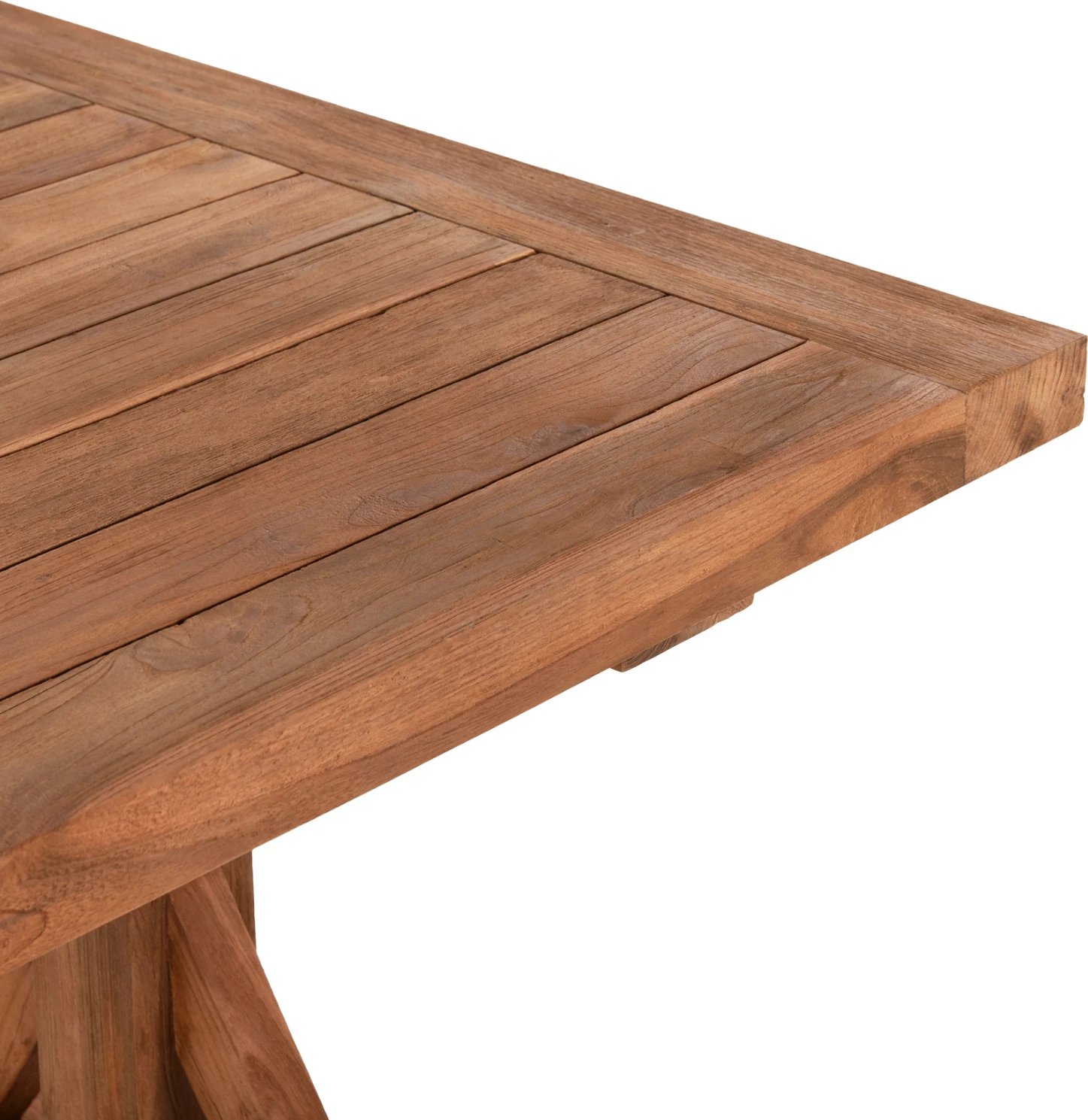 Tavolinë ngrënieje për jashtë, këmbë kryq, FH5964, dru TEAK i ricikluar, ngjyrë natyrale, 240x100x75H cm