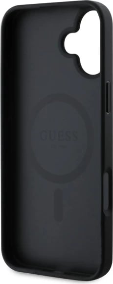 Mbështjellës Guess Saffiano Classic Logo MagSafe për iPhone 16, i zi