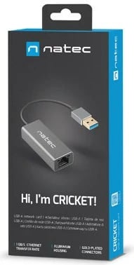 Kartelë rrjeti USB 3.0 Natec Cricket, RJ-45 1Gbps, Gri