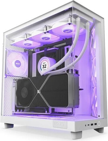 Kasë NZXT H6 Flow RGB, Midi Tower, xham i temperuar, e bardhë