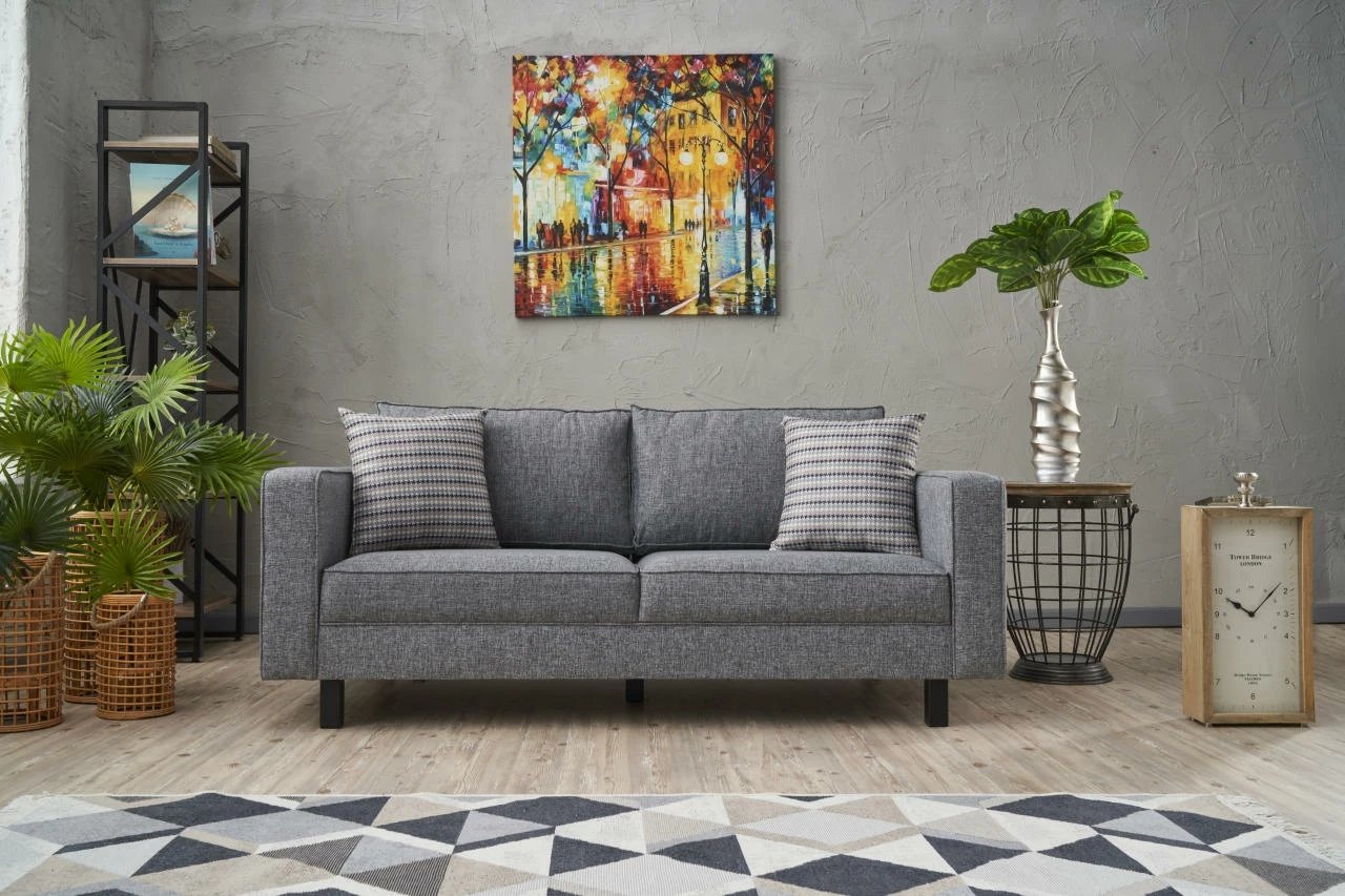 Divan dy-vendësh Atelier del Sofa, lino Kale, ngjyrë gri