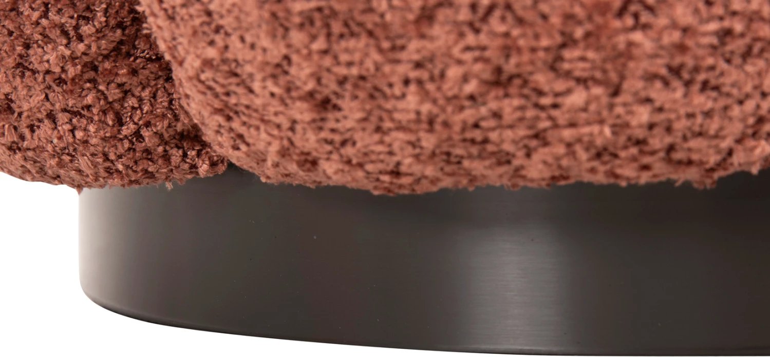 Karrige për bar, ngjyrë rozë boucle, bazë metalike e zezë, Φ60x31H cm