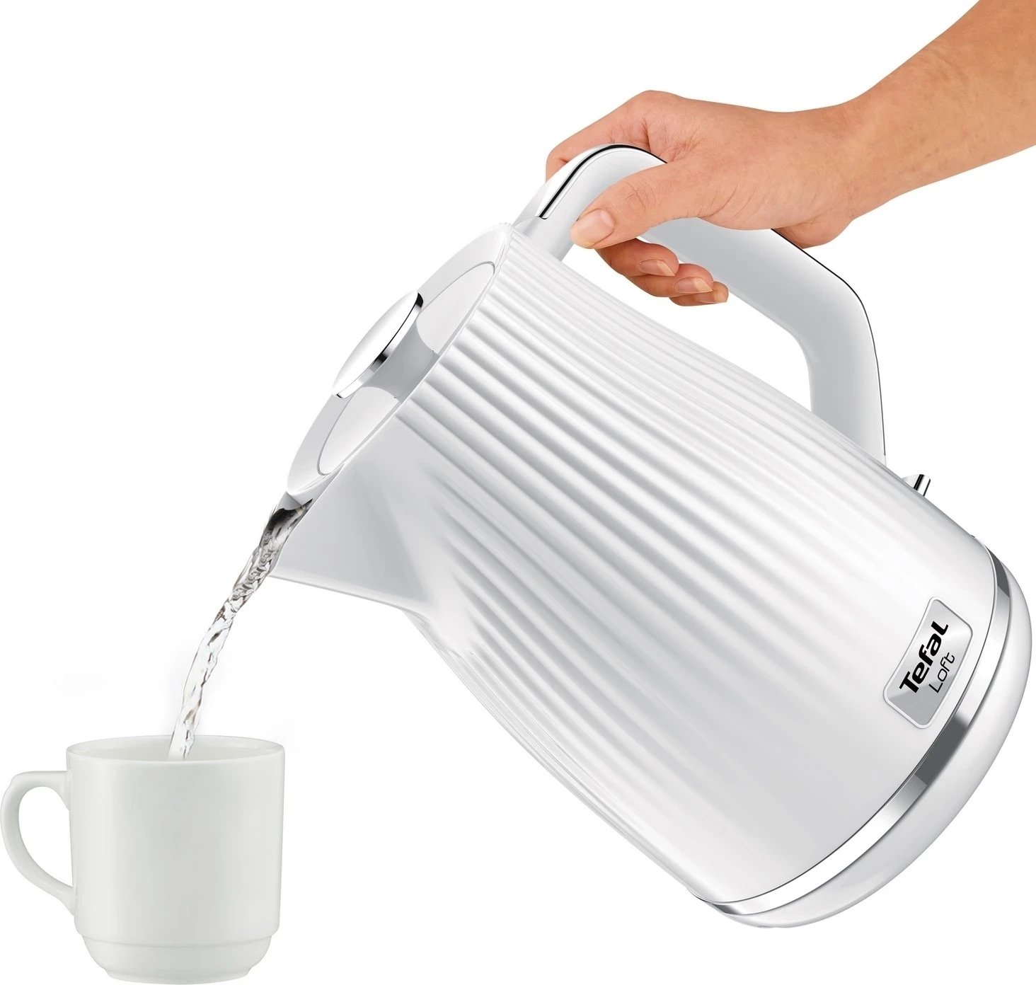 Çajnik elektrik Tefal KO250130 Loft, 1.7L, 2400W, i bardhë