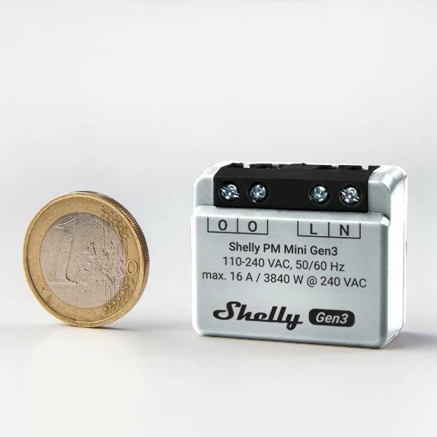 Smart switch Shelly PM Mini Gen3, 1P, Wireless, 20 dBmW, Gri