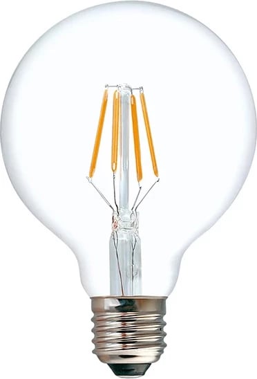 Llambë LED G80, 4W, E27, 3000K, qelq e tejdukshme