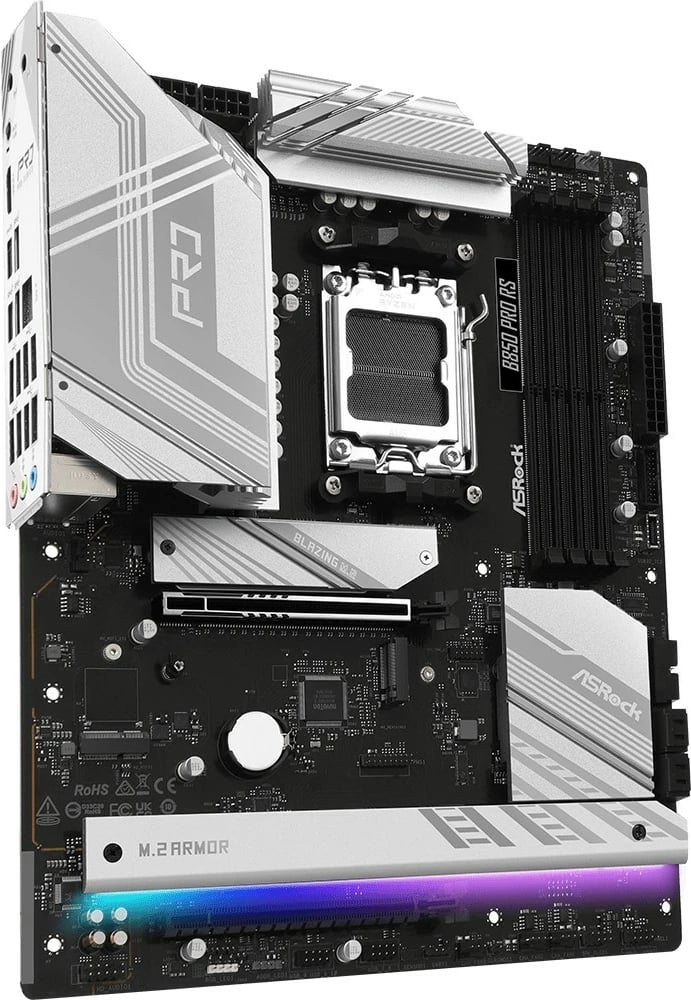 Pllakë amë ASRock B850 PRO RS, Socket AM5, ATX, 4 DDR5, e zezë/argjendtë