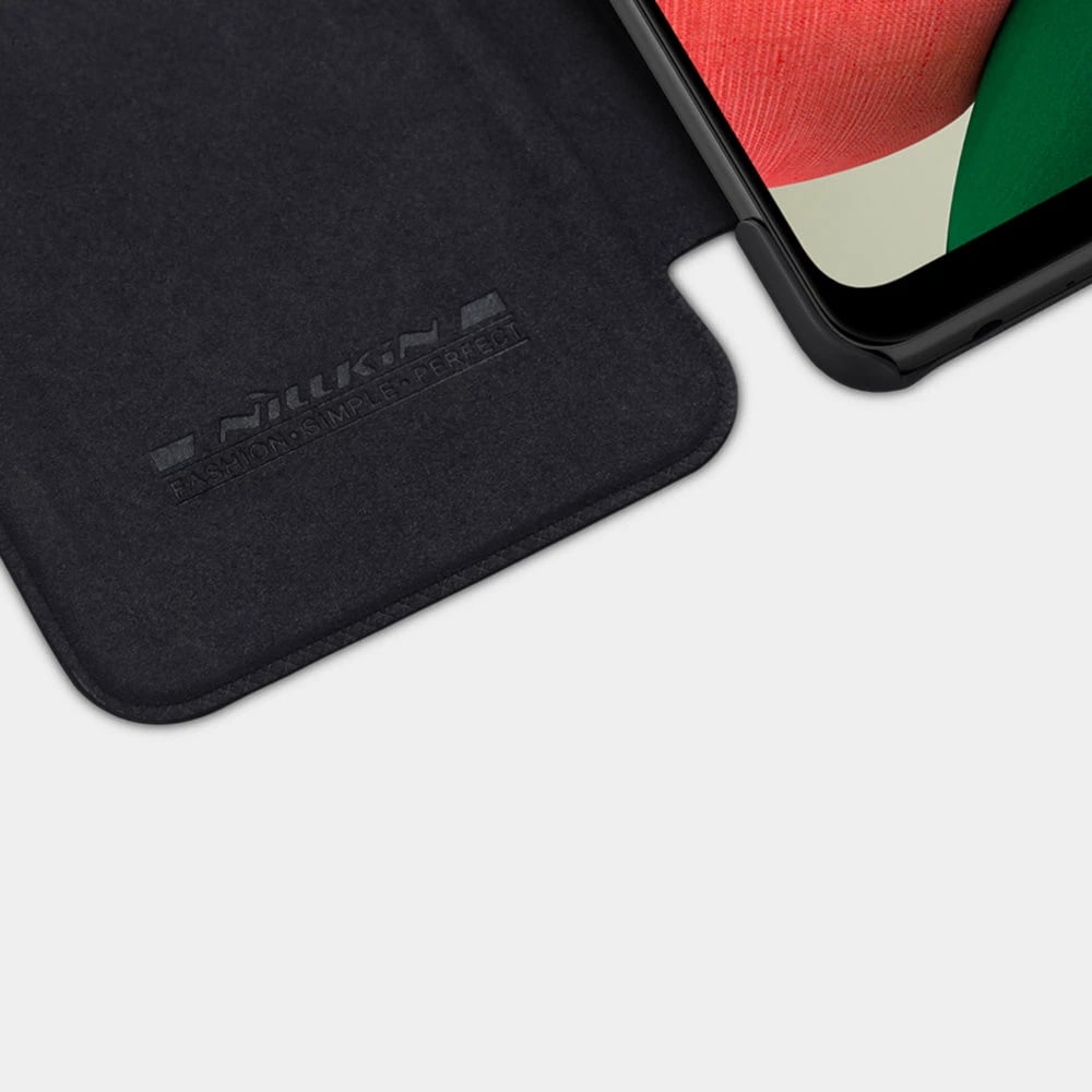 Mbështjellës Nillkin Qin për Samsung Galaxy A22 4G, lëkurë ekologjike, i zi